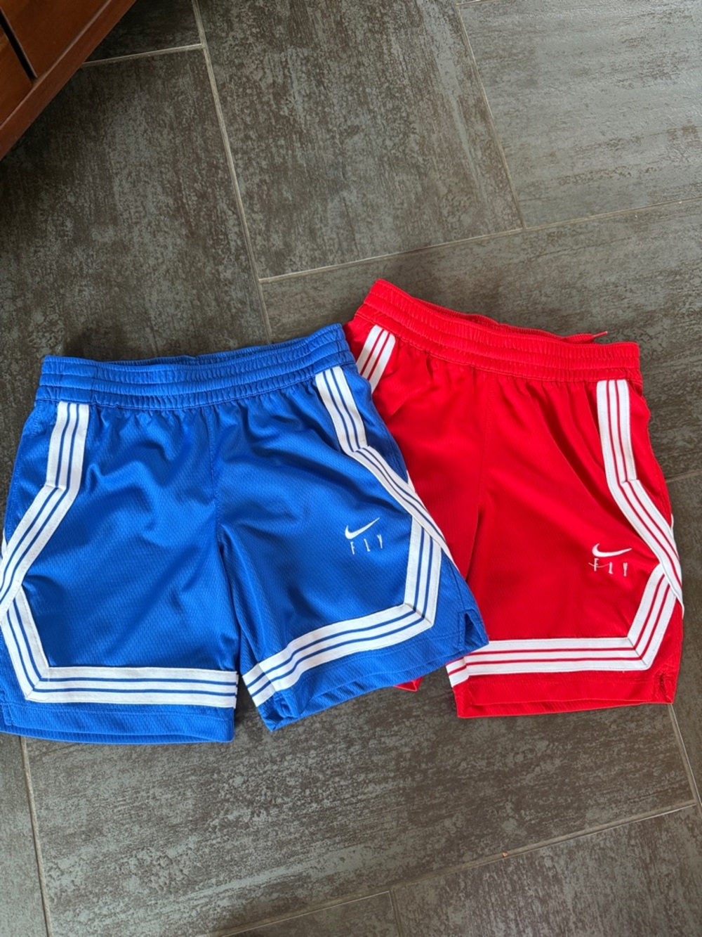 Nike Kids Athletic Shorts - Blue & Red with White Trim